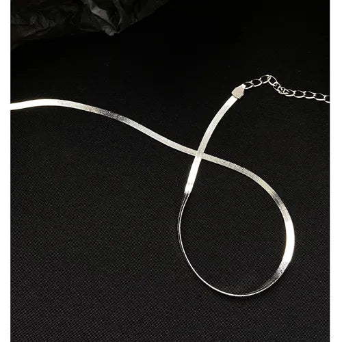 S925 Sterling Silver Flat Snake Blade Chain Necklace for Women, Cool Ins Minimalist Design, Luxury Dainty Herringbone Necklace, Perfect Gift for Daily Wear & Gifting