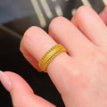 24K Gold Electroplated New Chinese Style Lace Wealth Ring, Great Color Retention, Elegant Daily Jewelry, Thoughtful Gift for Mom, Wife & Girlfriend