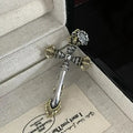 S925 Silver Manjushri Wisdom Sword Pendant, Vintage Distressed Chinese Style, Niche High-End Jewelry for Men