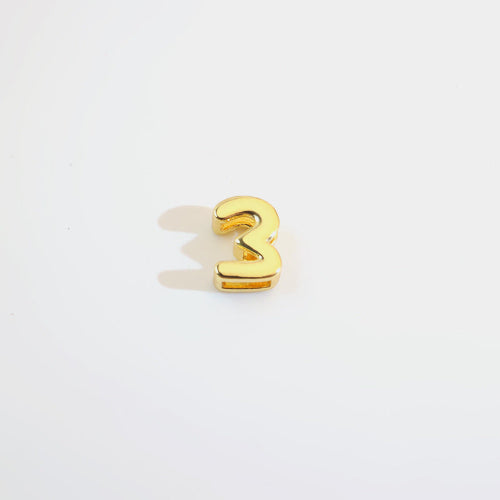 18K Gold Alphabet Number Heart Charm Beads, DIY Necklace Pendant Accessories