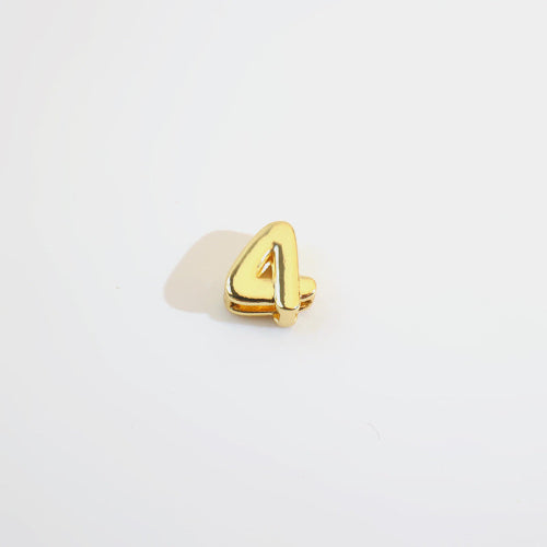 18K Gold Alphabet Number Heart Charm Beads, DIY Necklace Pendant Accessories