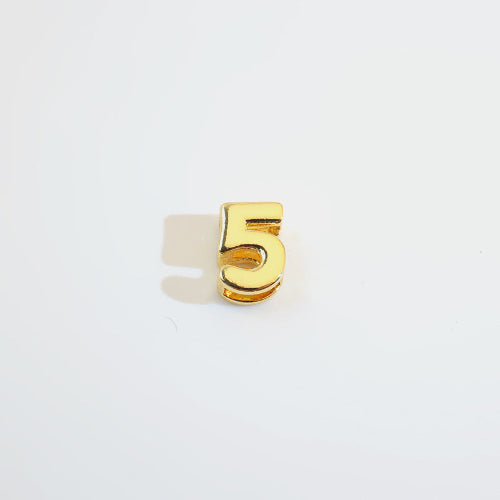 18K Gold Alphabet Number Heart Charm Beads, DIY Necklace Pendant Accessories