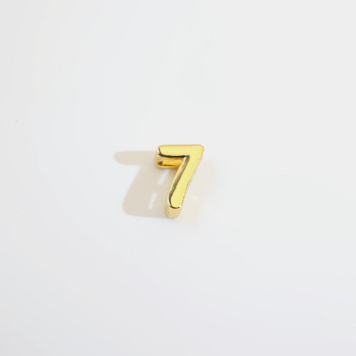 18K Gold Alphabet Number Heart Charm Beads, DIY Necklace Pendant Accessories