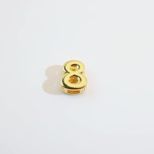 18K Gold Alphabet Number Heart Charm Beads, DIY Necklace Pendant Accessories