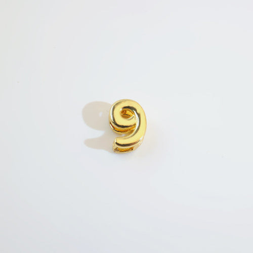 18K Gold Alphabet Number Heart Charm Beads, DIY Necklace Pendant Accessories