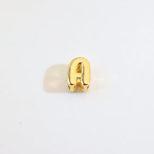 18K Gold Alphabet Number Heart Charm Beads, DIY Necklace Pendant Accessories