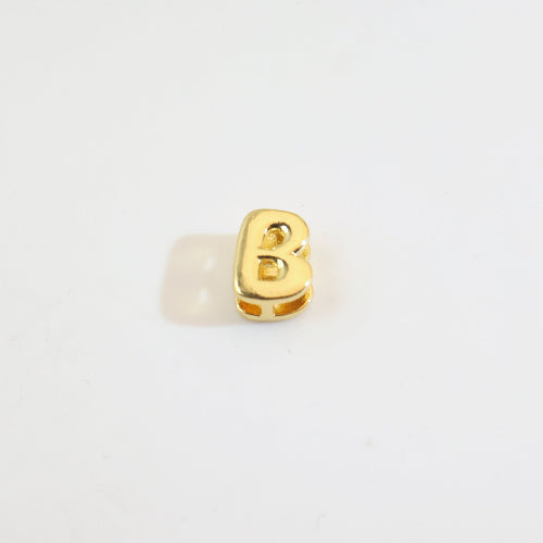 18K Gold Alphabet Number Heart Charm Beads, DIY Necklace Pendant Accessories