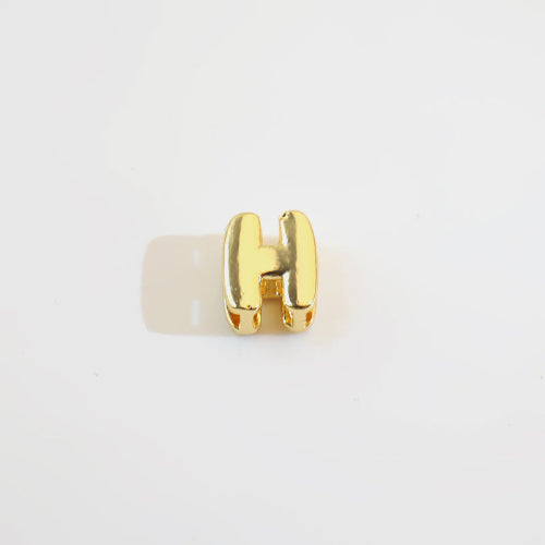 18K Gold Alphabet Number Heart Charm Beads, DIY Necklace Pendant Accessories