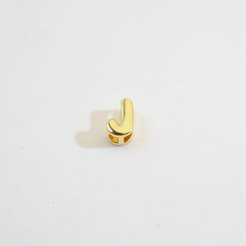 18K Gold Alphabet Number Heart Charm Beads, DIY Necklace Pendant Accessories