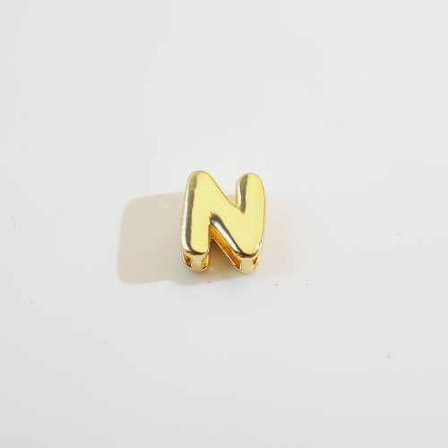 18K Gold Alphabet Number Heart Charm Beads, DIY Necklace Pendant Accessories