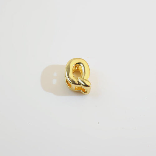 18K Gold Alphabet Number Heart Charm Beads, DIY Necklace Pendant Accessories
