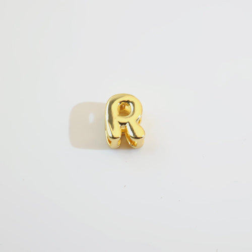 18K Gold Alphabet Number Heart Charm Beads, DIY Necklace Pendant Accessories