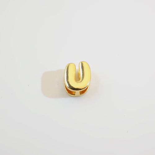 18K Gold Alphabet Number Heart Charm Beads, DIY Necklace Pendant Accessories