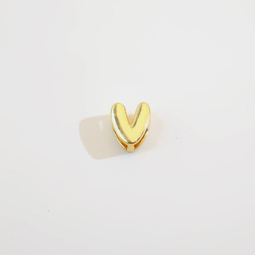 18K Gold Alphabet Number Heart Charm Beads, DIY Necklace Pendant Accessories