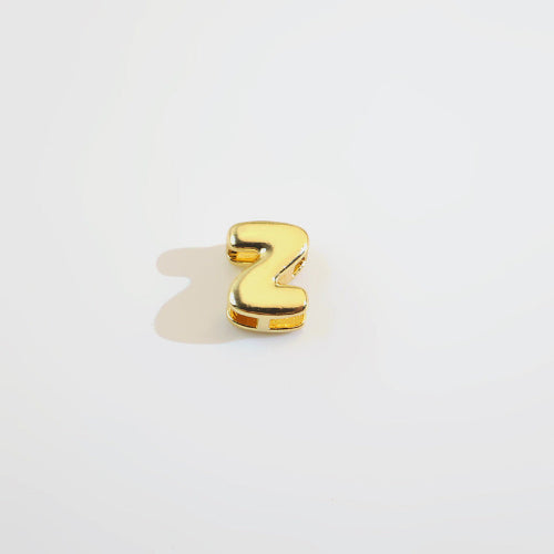 18K Gold Alphabet Number Heart Charm Beads, DIY Necklace Pendant Accessories