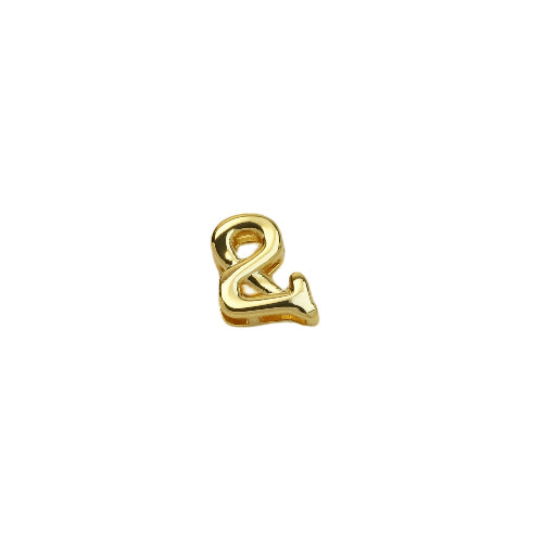 18K Gold Alphabet Number Heart Charm Beads, DIY Necklace Pendant Accessories