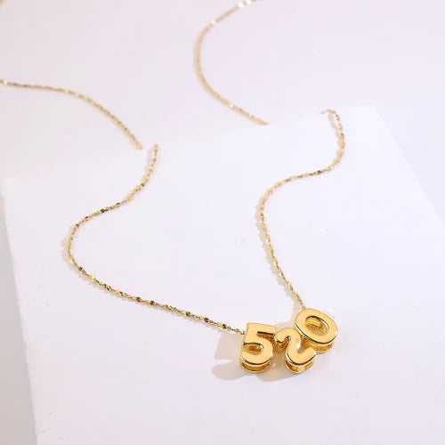 18K Gold Alphabet Number Heart Charm Beads, DIY Necklace Pendant Accessories