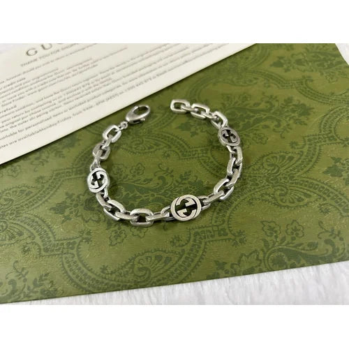 S925 Sterling Silver Engraved G Bracelet, Vintage Trendy Bracelet for Men & Women, Unisex Fashion Jewelry, Ideal Gift Choice