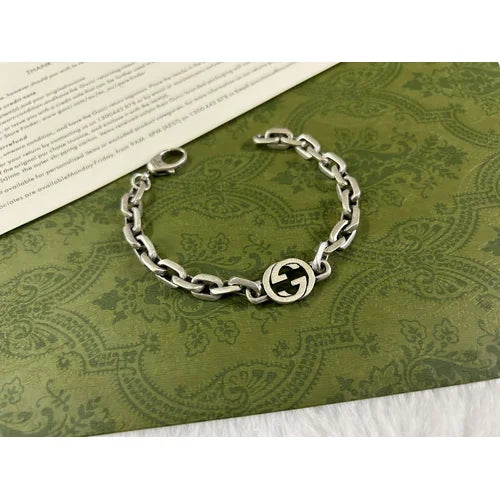 S925 Sterling Silver Engraved G Bracelet, Vintage Trendy Bracelet for Men & Women, Unisex Fashion Jewelry, Ideal Gift Choice
