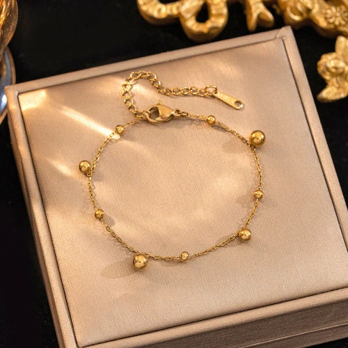 Gold Fortune Bead Stainless Steel Bracelet, Non-Fading Versatile Jewelry for Women