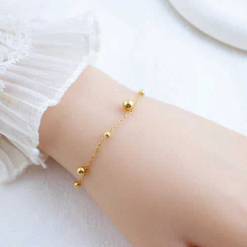 Gold Fortune Bead Stainless Steel Bracelet, Non-Fading Versatile Jewelry for Women
