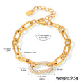 Gold Tone Stainless Steel Micro Pave Zircon Bracelet, Minimalist Ins Delicate Bracelet for Women, Beautiful Holiday Gift
