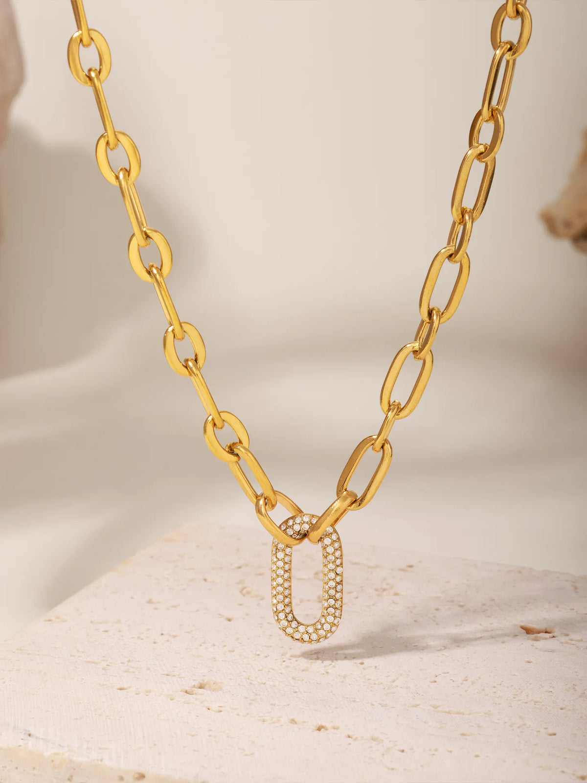 Gold Tone Stainless Steel Micro Pave Zircon Choker Necklace, Minimalist Ins Delicate Necklace for Women, Ideal Holiday Gift