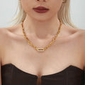 Gold Tone Stainless Steel Micro Pave Zircon Choker Necklace, Minimalist Ins Delicate Necklace for Women, Ideal Holiday Gift