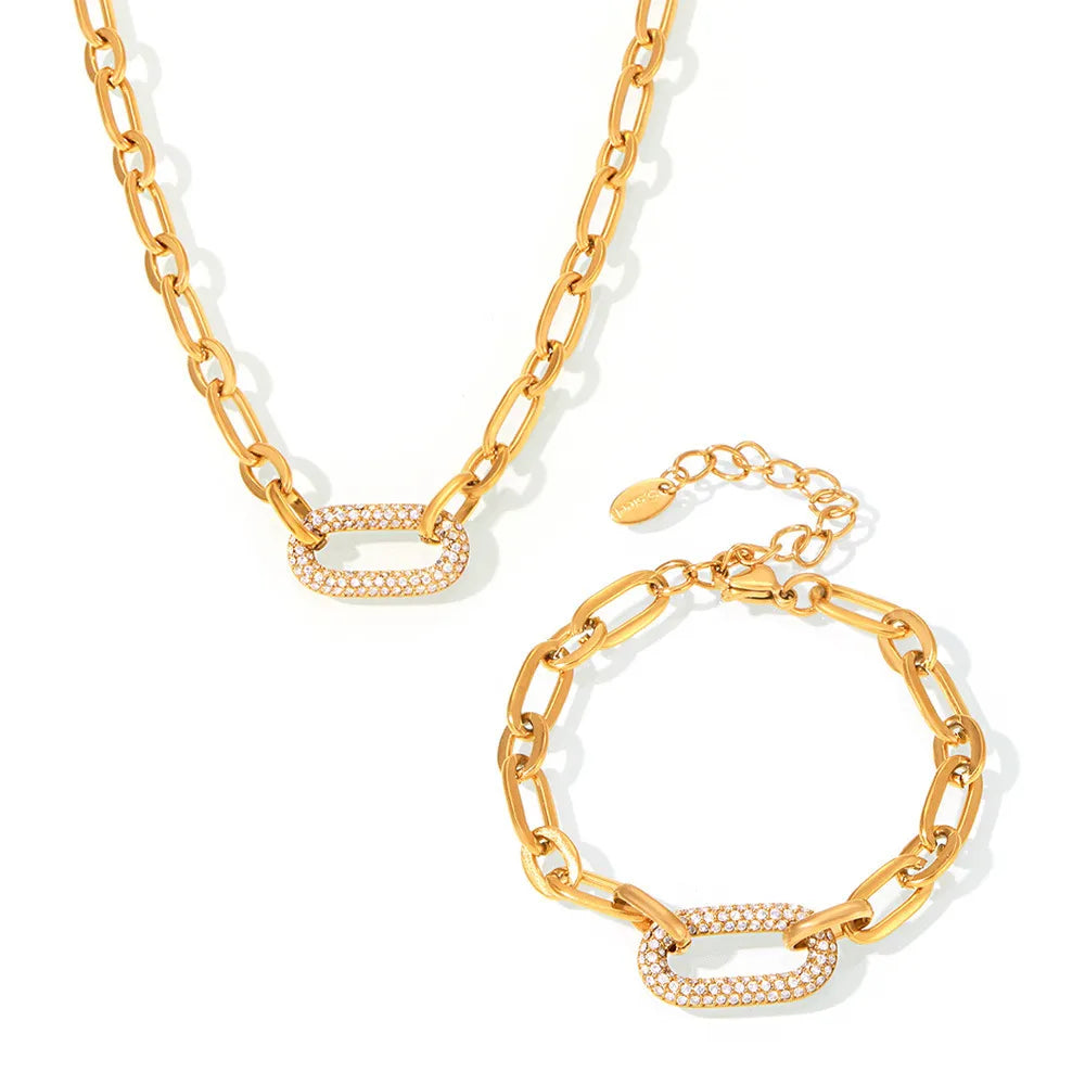 Gold Tone Stainless Steel Micro Pave Zircon Bracelet, Minimalist Ins Delicate Bracelet for Women, Beautiful Holiday Gift