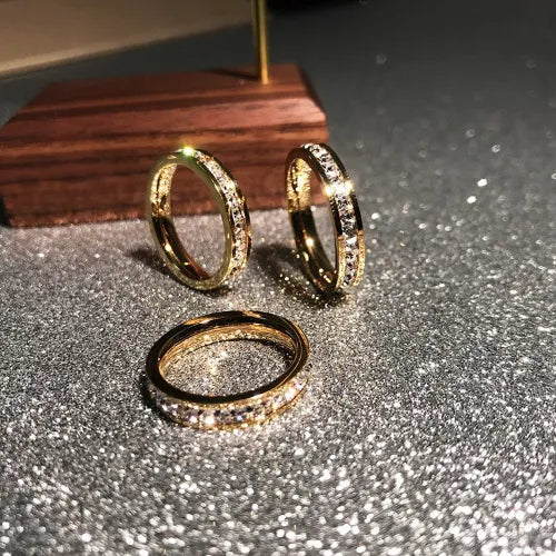 Titanium Steel Starry Sky CZ Ring – Romantic Couple Jewelry Gift