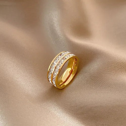 Titanium Steel Starry Sky CZ Ring – Romantic Couple Jewelry Gift