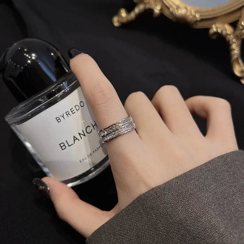 Titanium Steel Starry Sky CZ Ring – Romantic Couple Jewelry Gift