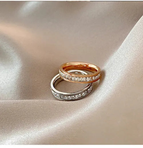 Titanium Steel Starry Sky CZ Ring – Romantic Couple Jewelry Gift