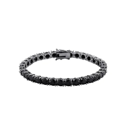 Gunmetal Black Nano Cubic Zircon Bracelet for Men, Inlaid 5mm Cubic Zirconia Fashion Men’s Bracelet, Ideal Gift for Him