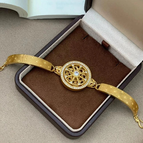 24K Gold Plated Rotatable Compass Bracelet, Hollow Diamond Cutout, Fade Resistant, Delicate Women Jewelry, Thoughtful Gift for Mom, Wife & Girlfriend