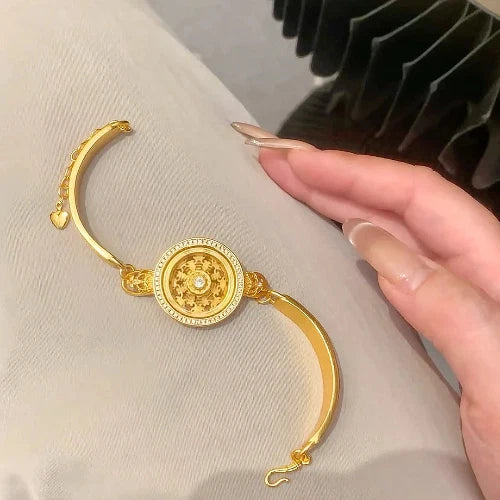 24K Gold Plated Rotatable Compass Bracelet, Hollow Diamond Cutout, Fade Resistant, Delicate Women Jewelry, Thoughtful Gift for Mom, Wife & Girlfriend