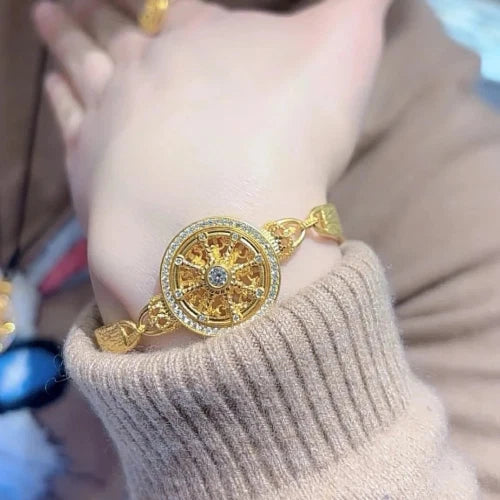 24K Gold Plated Rotatable Compass Bracelet, Hollow Diamond Cutout, Fade Resistant, Delicate Women Jewelry, Thoughtful Gift for Mom, Wife & Girlfriend