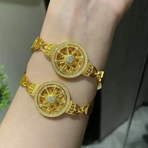 24K Gold Plated Rotatable Compass Bracelet, Hollow Diamond Cutout, Fade Resistant, Delicate Women Jewelry, Thoughtful Gift for Mom, Wife & Girlfriend