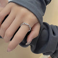Korean Twist Woven Zircon Open Ring for Women, Trendy Adjustable Design Jewelry
