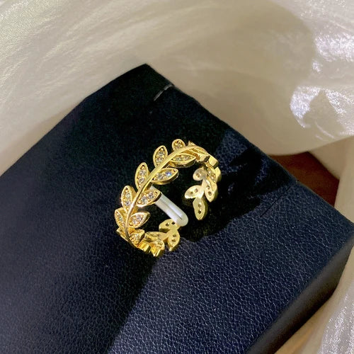 Gold Plated Wheat CZ Ring – Viral TikTok Fashion Jewelry