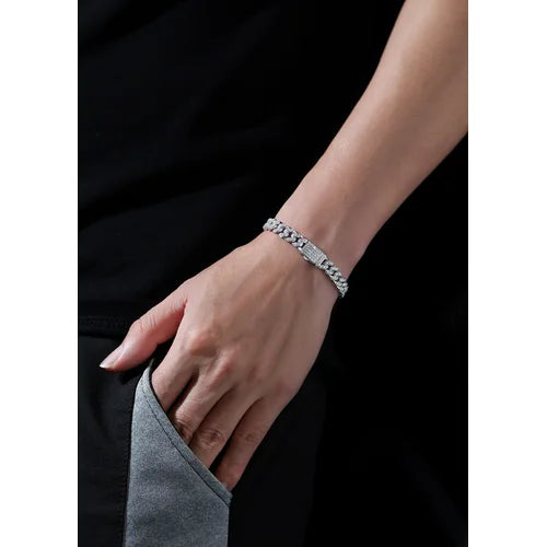 S925 Sterling Silver Moissanite Cuban Link Bracelet, Hip Hop Style Unisex Fashion Bracelet for Men & Women, Perfect Holiday Gift