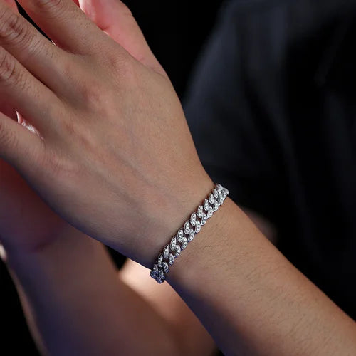 S925 Sterling Silver Moissanite Cuban Link Bracelet, Hip Hop Style Unisex Fashion Bracelet for Men & Women, Perfect Holiday Gift