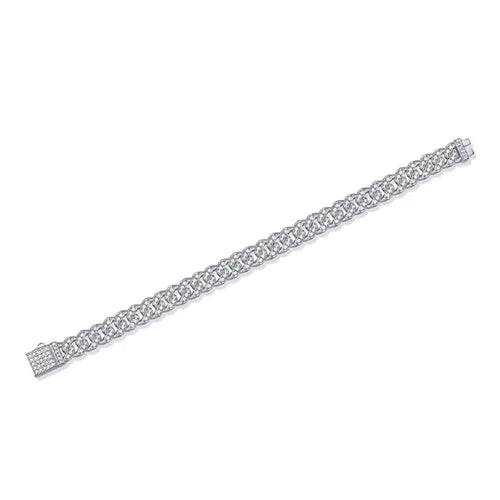 S925 Sterling Silver Moissanite Cuban Link Bracelet, Hip Hop Style Unisex Fashion Bracelet for Men & Women, Perfect Holiday Gift