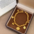 24K Gold-Plated Wealth & Peace Beaded Bracelet – Perfect Gift for Fortune & Blessings