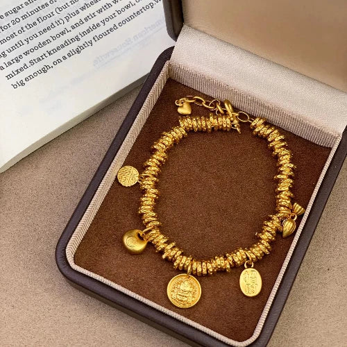 24K Gold-Plated Wealth & Peace Beaded Bracelet – Perfect Gift for Fortune & Blessings