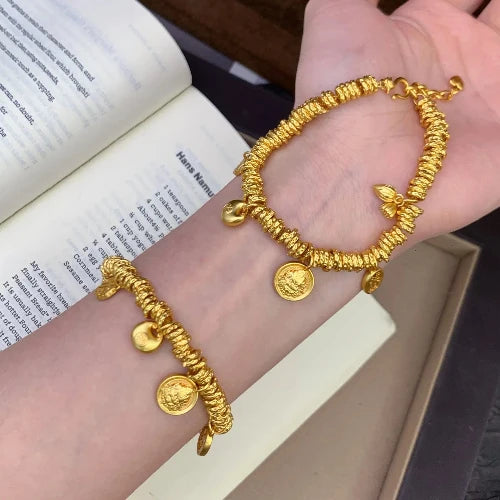 24K Gold-Plated Wealth & Peace Beaded Bracelet – Perfect Gift for Fortune & Blessings