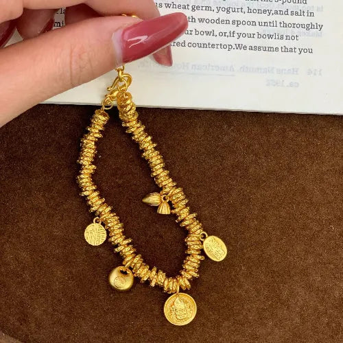 24K Gold-Plated Wealth & Peace Beaded Bracelet – Perfect Gift for Fortune & Blessings
